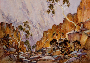 Ormiston Gorge NT. oil on board 53 x 73.5
